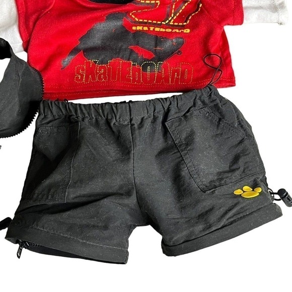 BUILD A Bear Workshop Black Bear 16" Plush Animal Shorts Pants Skate T-Shirt - Picture 11 of 15